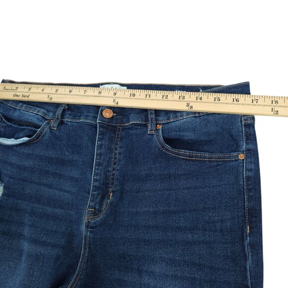Nicole Miller Jeans Soho High Rise Ankle Skinny Size 14 Stretch Distressed Dark - Picture 6 of 15